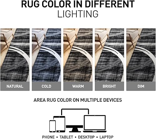 Miniatura 24 de Rugshop - Alfombra moderna con diseño de círculos ondulados Marrón