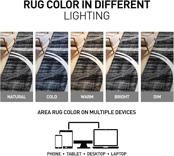 Rugshop Wavy Circles Modern Jute Backing Accent Area Rug Black 2' x 3'