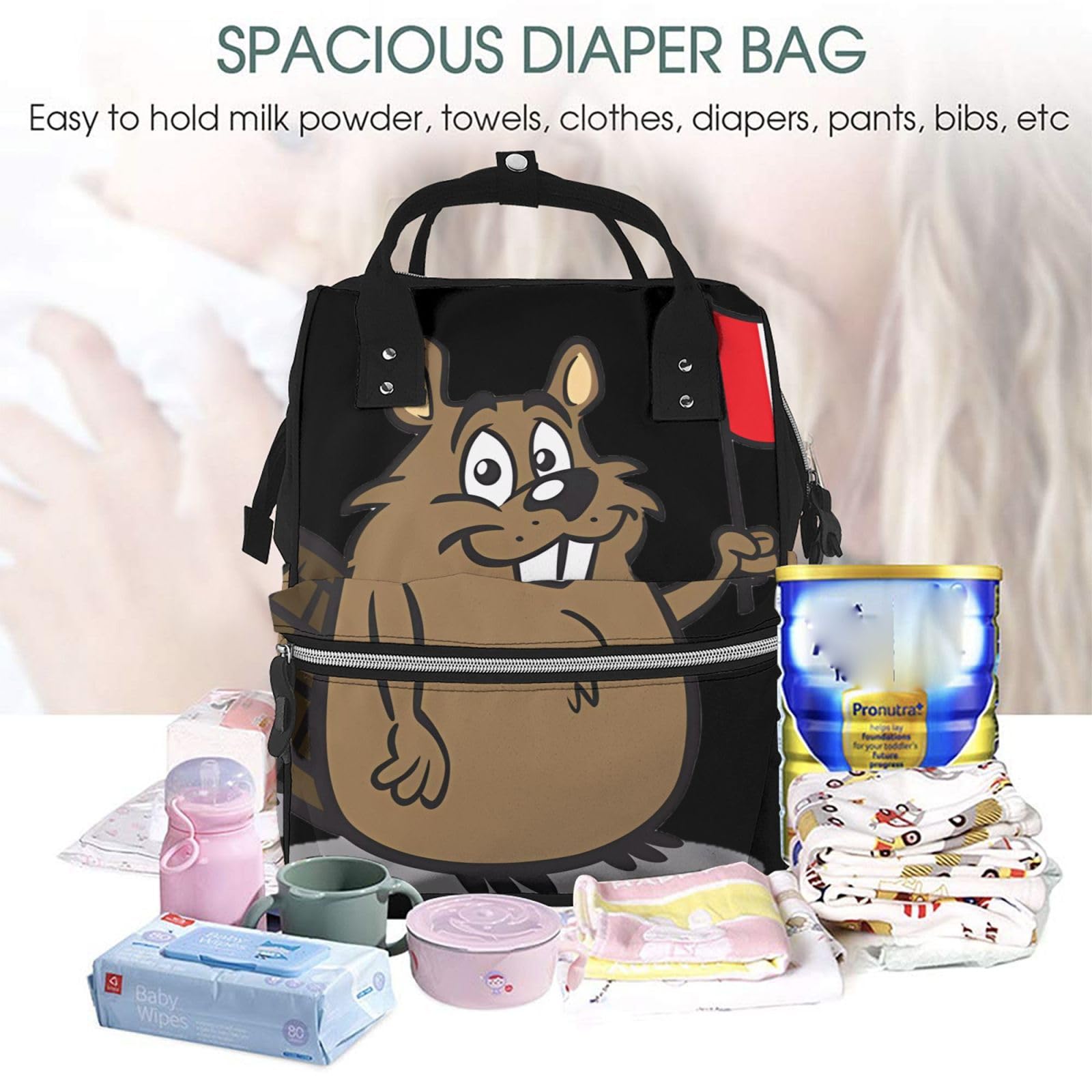 Mochila para pañales de gran capacidad con estampado de flamencos y