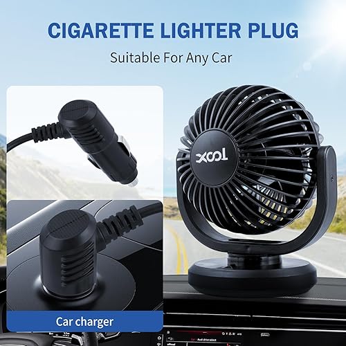 Miniatura 7 de XOOL Ventiladores de coche de 12 V, ventilador de aire eléctrico de refrigeración de coche de 4 pulgadas, potente ventilador de automóvil individual