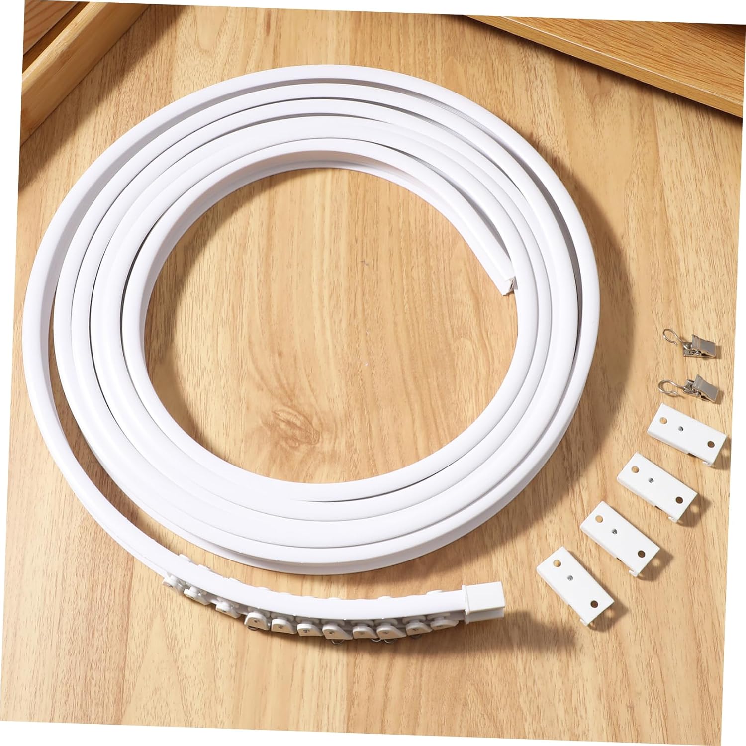 OUNONA 1set Ceiling Curtain Track System Flexible Track Stainless Steel Clamp Drapery for Home Easy Install