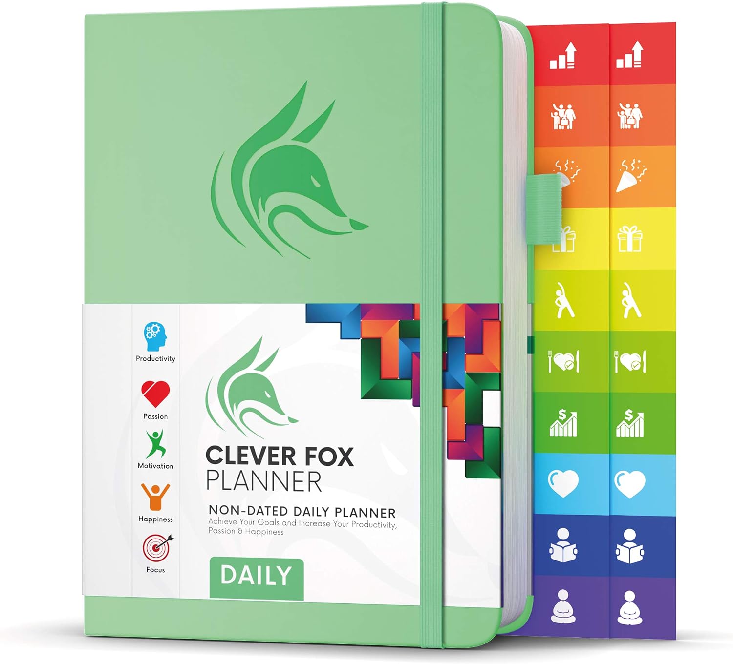 Clever Fox Planner Daily – Undated Agenda & Daily Calendar to Boost Productivity & Hit Your Goals – Gratitude Journal Personal Daily Organizer – 5.8x8.3'', Lasts 6 Months, Mint Green (Daily)