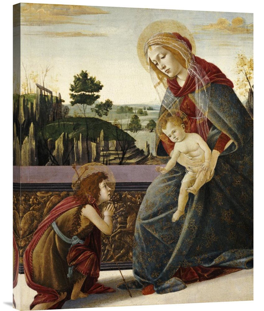 Global Gallery Budget GCS-265963-30-142 Sandro Botticelli The Madonna and Child with The Young Saint John The Baptist Gallery Wrap Giclee on Canvas Print Wall Art