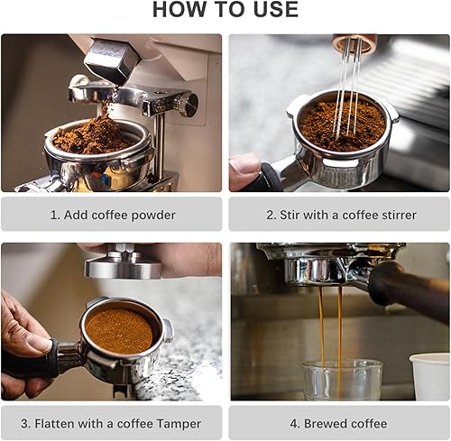 Miniatura 6 de Juego de manipulación y agitador de espresso de 2.008 in, calibrado de café con excelente calidad, base plana de acero inoxidable 304, prensa de