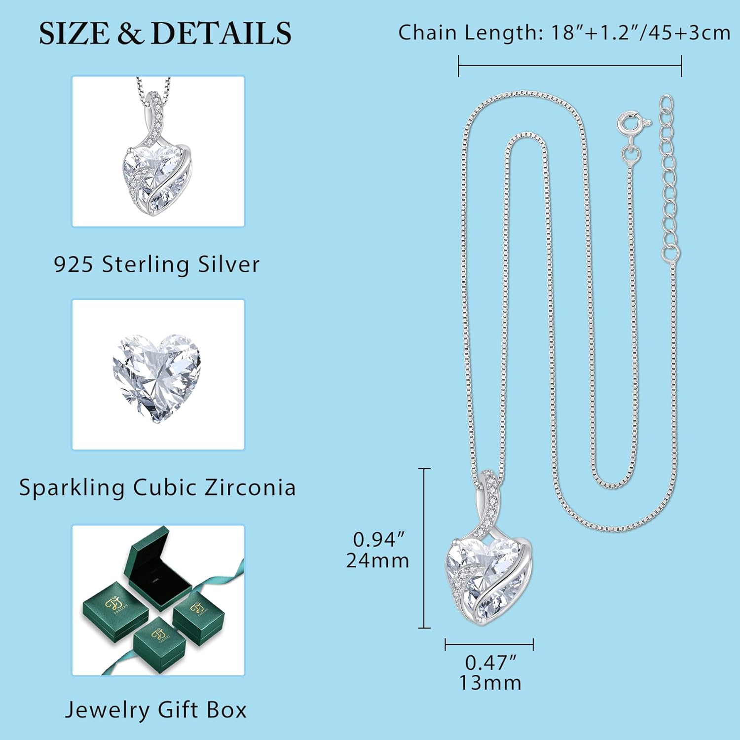 FJ Infinity Birthstone Necklace 925 Sterling Silver Love Heart Pendant Jewelry Gifts for Women - Image 6