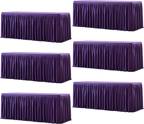 Miniatura 189 de Wish Care Paquete de 2 manteles rectangulares negros para mesas de 6 pies, manteles ajustables de poliéster elásticos 6T para fiestas, bodas, ferias