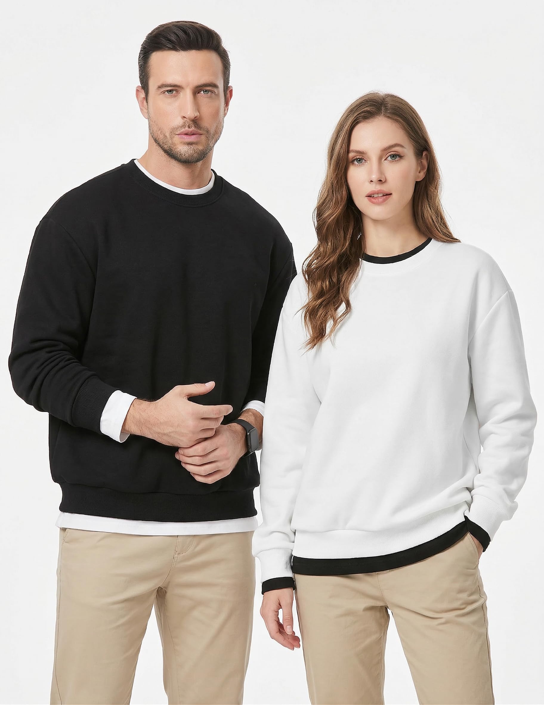 JMIERR Sweatshirt Herren Baumwolle Rundhals Hoodie Pullovers Winter Männer Soft Langarm Sweatshirts Loose Fit