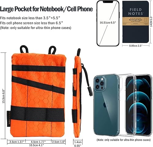 Miniatura 3 de VIPERADE VE1-P Organizador de bolsillo, organizador de bolsillo EDC para hombres, bolsa organizadora EDC para herramientas con 5 compartimentos de