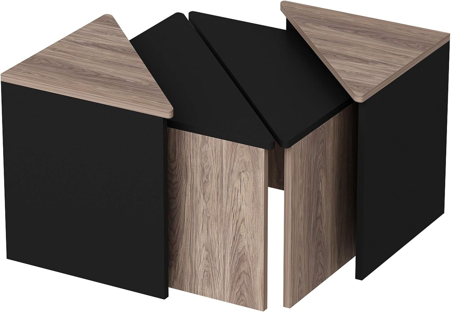 Homemania M.M.01.01.09.01938 Flora Coffee Tables Set, Black, Wood, 60 x 60 x 42 cm, 4 Pieces