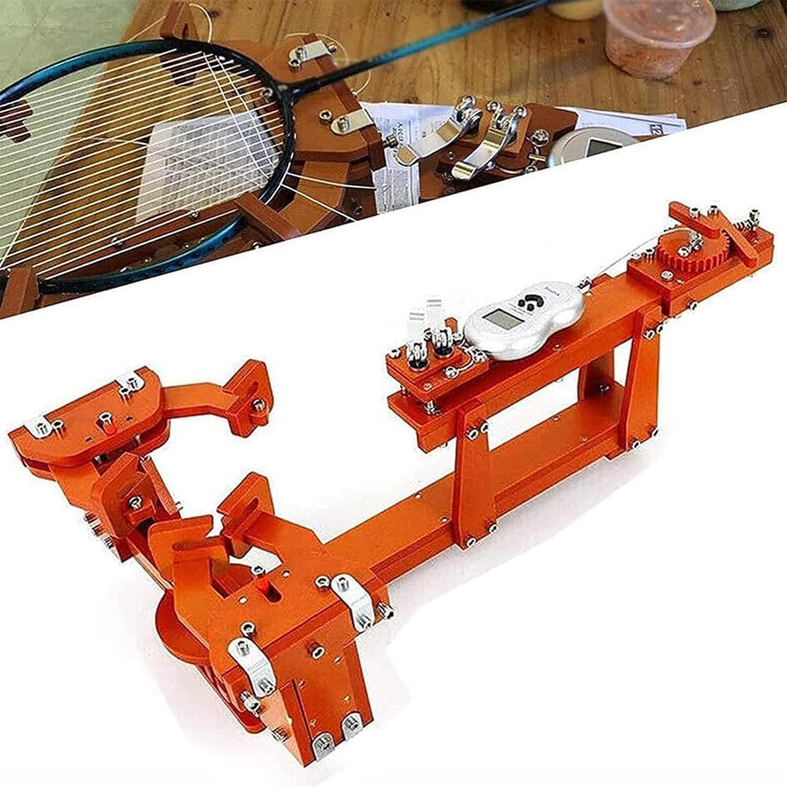 NYMFEA Badminton Racket String Machine, Manual String Machine Winch Type Badminton Racket Threading Machine with Digital Display,Wire Restring Tools for Tennis Racket