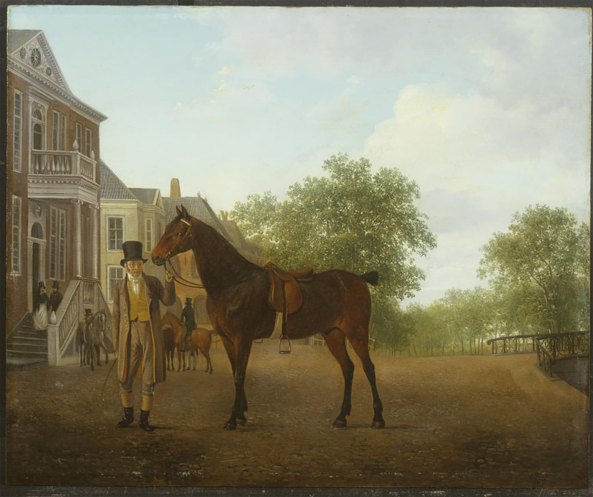 SERENDIPITP Aesthetic Poster Photo Wall Print Retro Picture a Gentleman Holding a Saddled Horse in a Street by Jacques Laurent Agasse Modern Wall Artwork for Home Decor 60x90cm