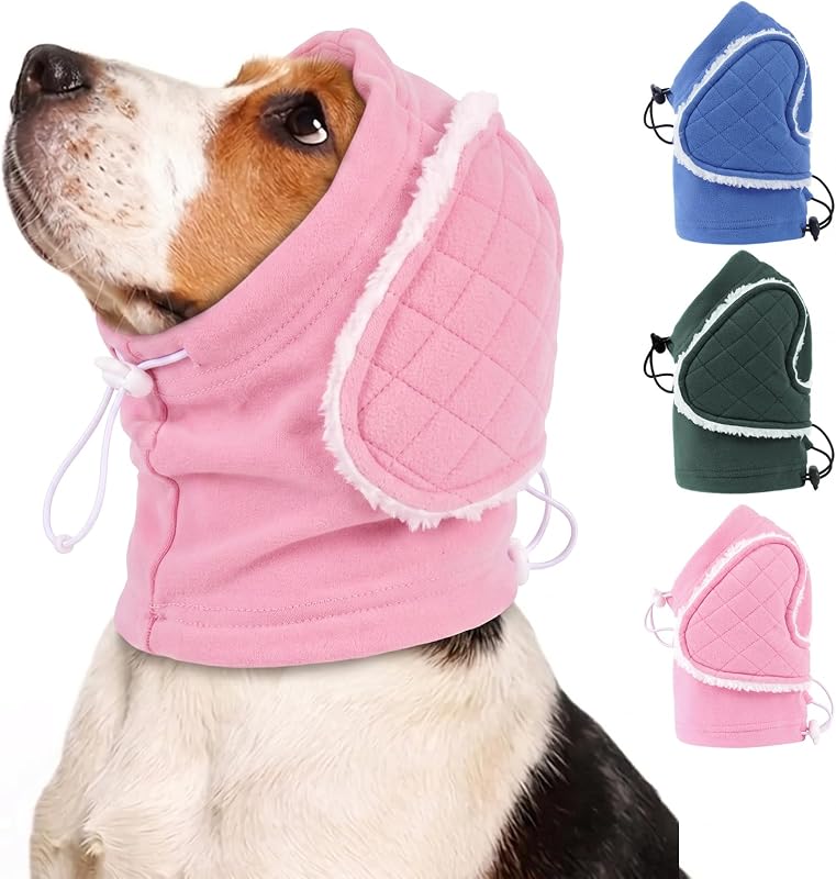 Protetor Auricular Ajustável para Cães MORVIGIVE com Enchimento Extra, Rosa, Tamanho L