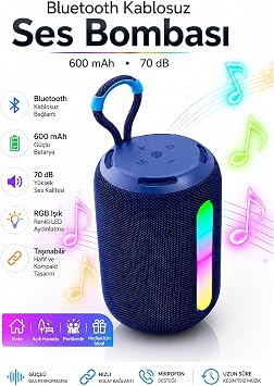 arjl  Ta nabilir Mavi Bluetooth Hoparl r RGB LED I kl  G l  Ses Bombas  USB Type-C Kablosuz