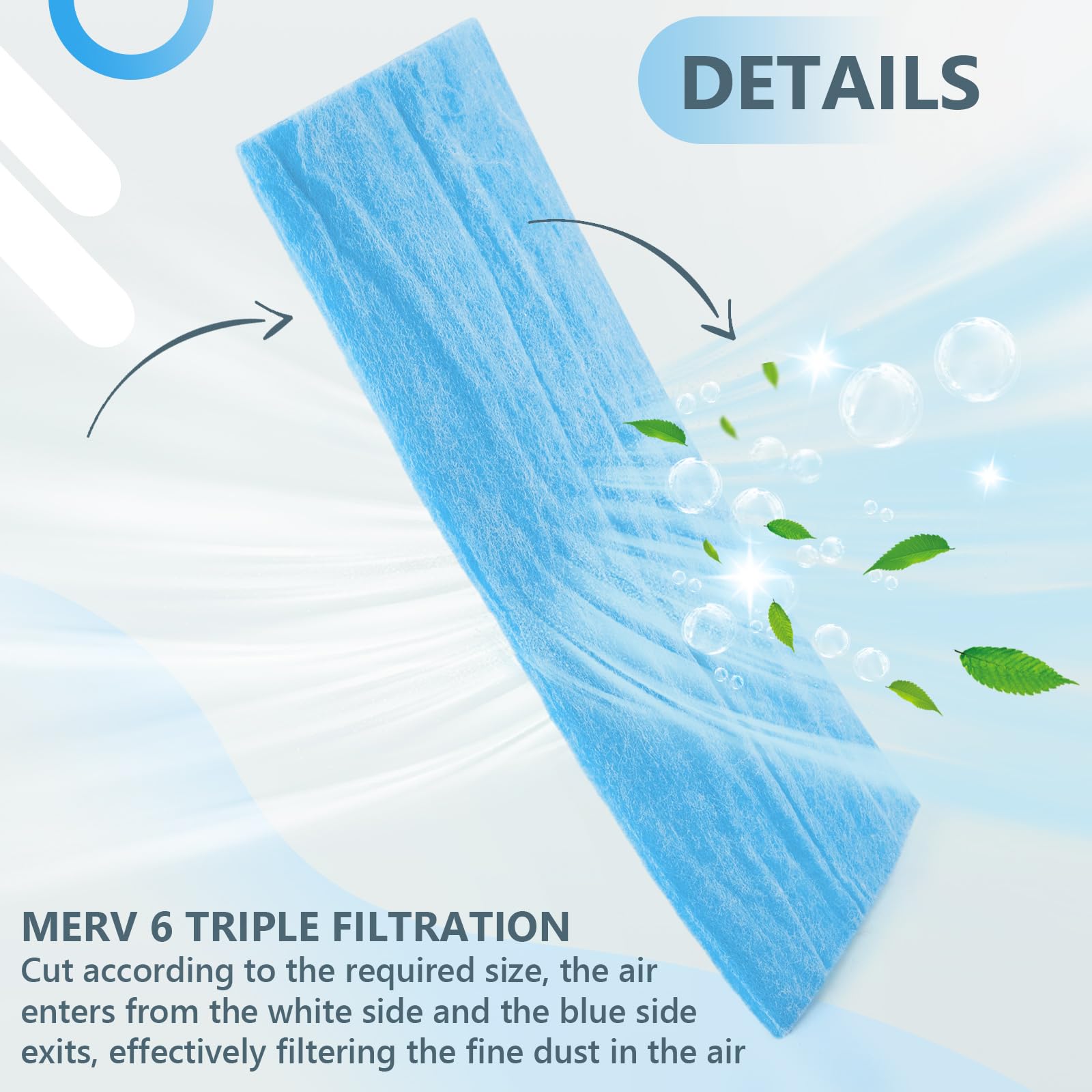 Demiwise 12" X120" Cut To Fit Air Vent Filters, MERV 8, Polyester, 50 Filters, For Home Floor, Ceiling, RV, HVAC Vents - View #7