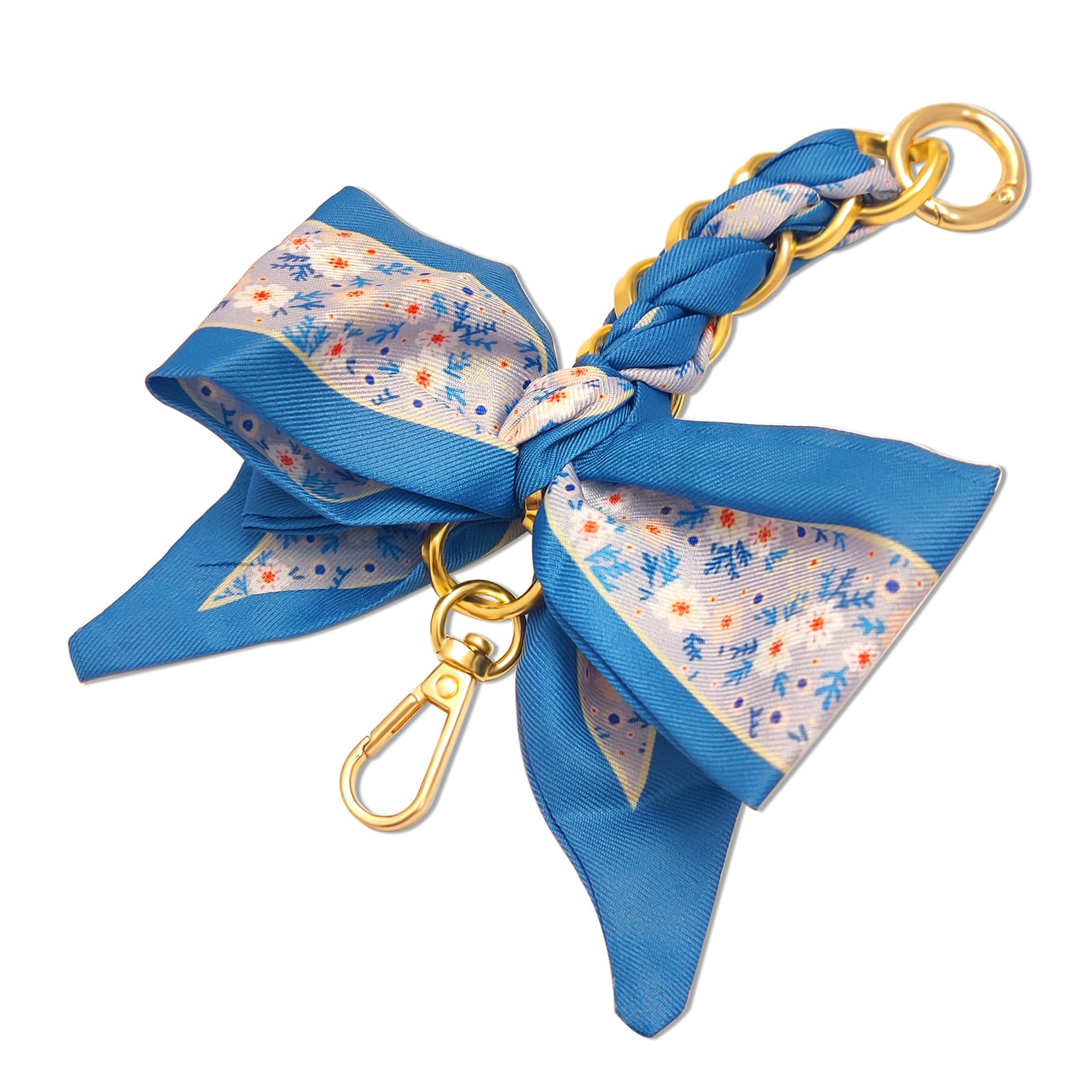 AGEN KGEN Women Bag Extender Chain Purse Strap Extenders Purse Chain Exquisite Silk Bowknot Scarf Decoration Replacement Chain for Handbags Purse Making Supplies (Blue Style)-image-48