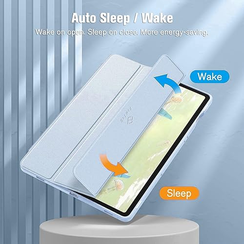 Miniatura 4 de Funda para Galaxy Tab S9/S10 Ultra 14.6, carcasa trasera transparente dura, parachoques de TPU suave flexible con soporte para bolígrafo, funda Azul