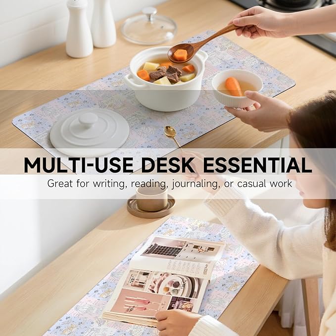 AUPET Kawaii Leather Desk Pad Blotter Mat, 35 x 17in miniatura 4