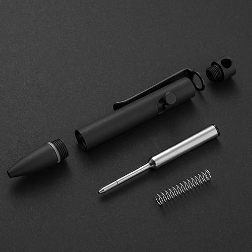 Vista 57 de KeyUnity KP01BK Bolt Action EDC Pen con clip, bolígrafo de bolsillo de titanio para transporte diario (negro)