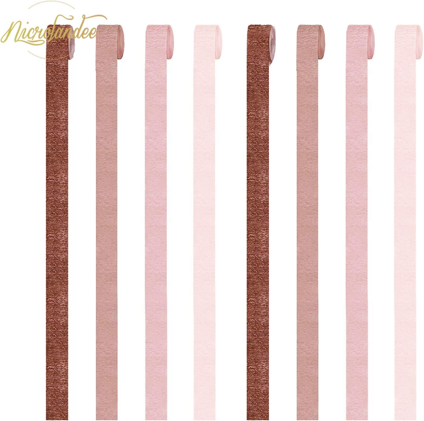 NICROLANDEE Wedding Party Supplies - 8 Rolls Rose Gold Crepe Paper Streamers Tassels Streamer Paper for Wedding Bachelorette Party Birthday Baby Bridal Shower Family Gathering Decorations, 82ft Long : Home & Kitchen