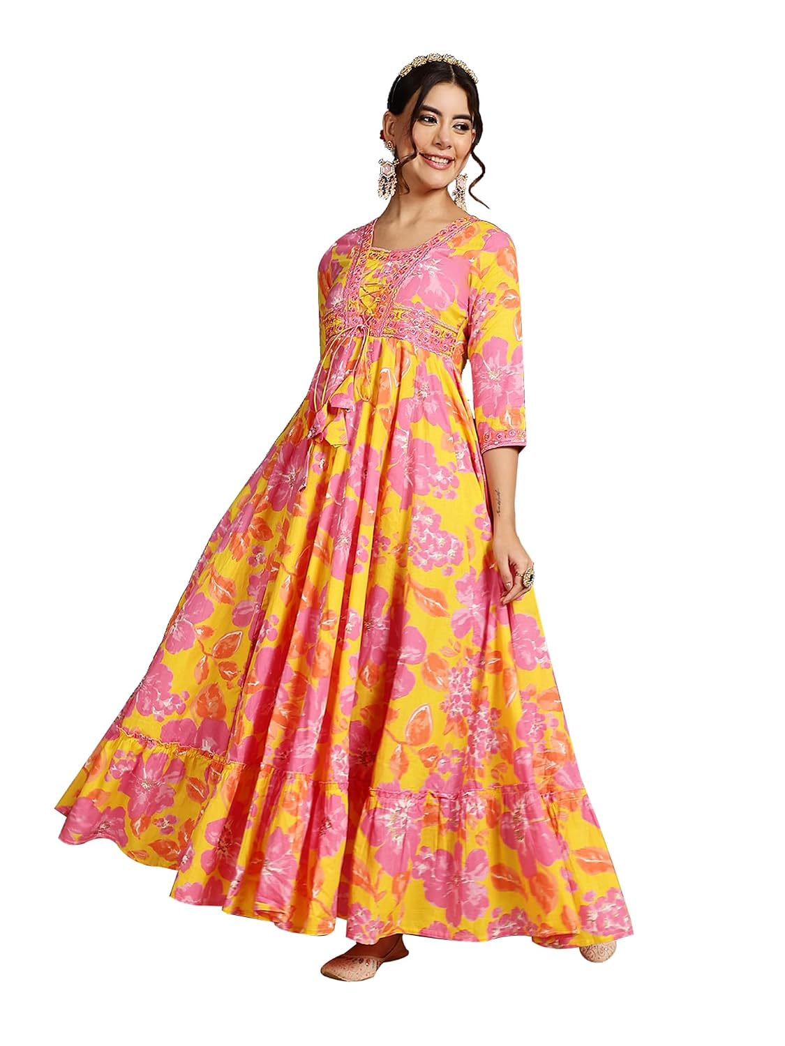 GULMOHAR JAIPUR Women's Cotton Ankle Length Printed Flared Gown - Review, Price and Buying Guide