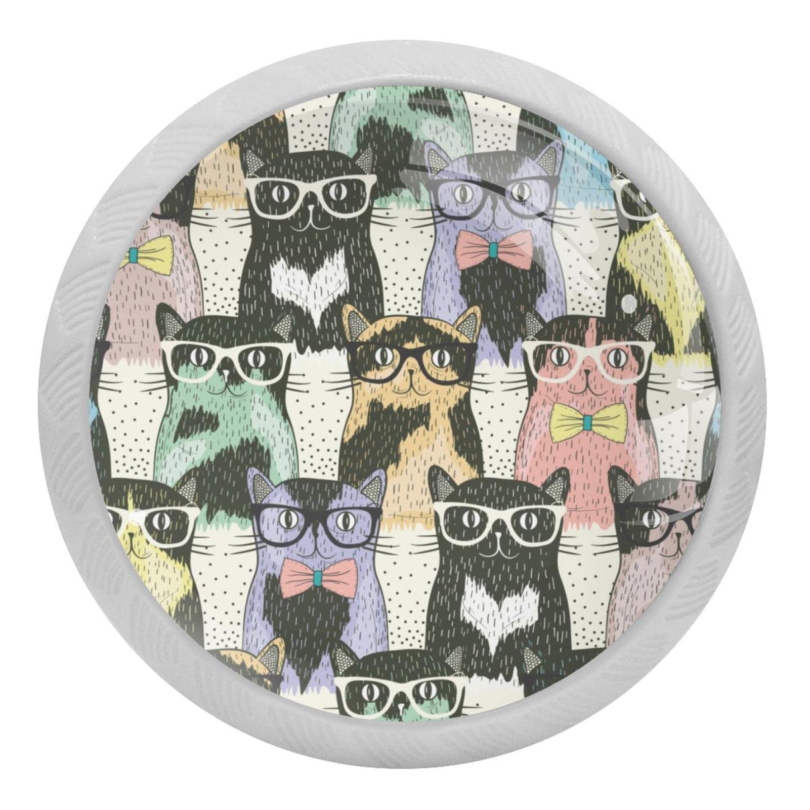 Poignée de tiroir chat lot de 4 boutons fluorescents de 3,5 cm pour armoire et commode enfant