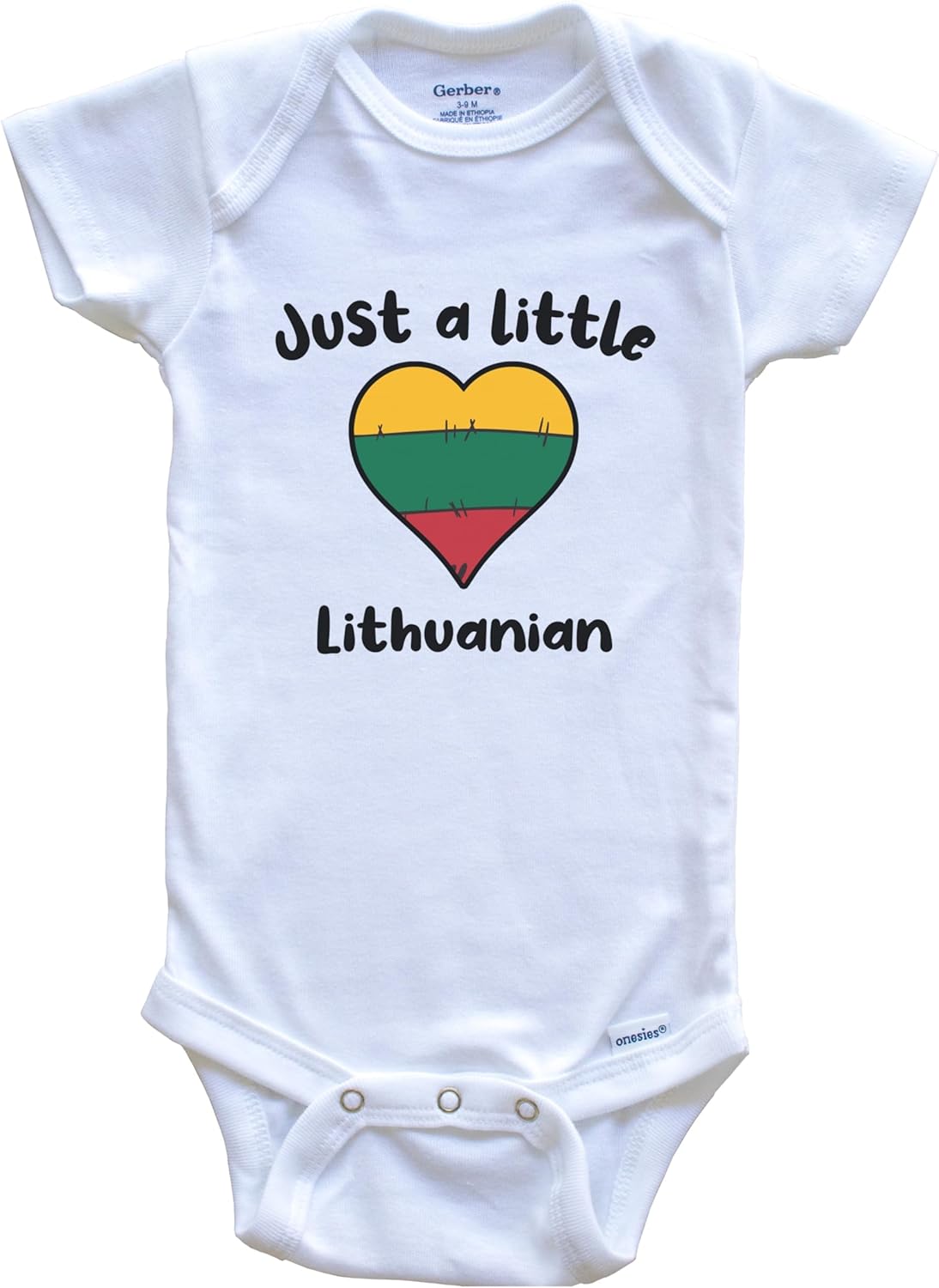 Really Awesome Shirts Just A Little Lithuanian Cute Lithuania Flag Heart Baby Bodysuit