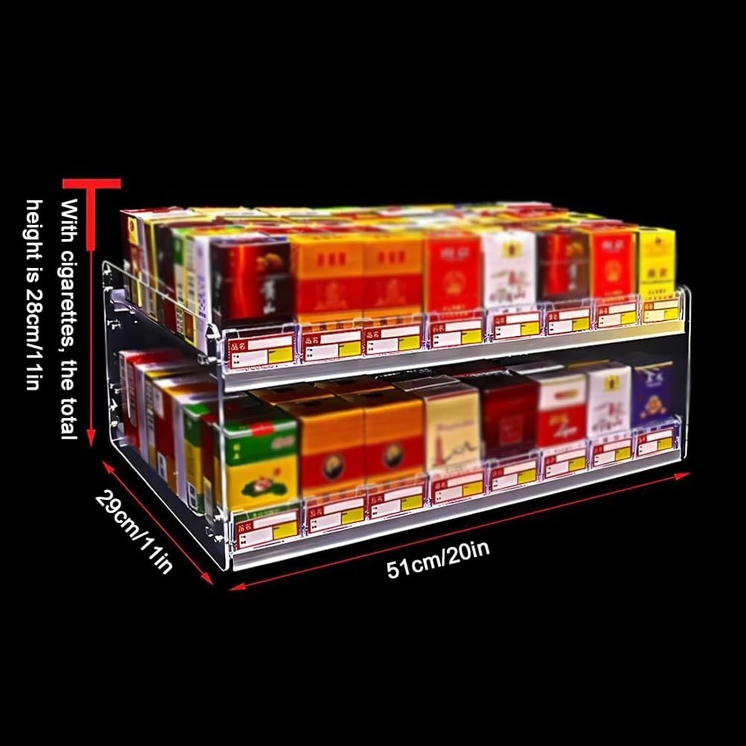 Cigarette Display Rack - Acrylic Retail Organizer, Automatic Pusher Holder for Supermarkets, 51x29x28cm, Efficient Cigarette Dispenser Showcase, Durable & Stylish Retail Solution image 2