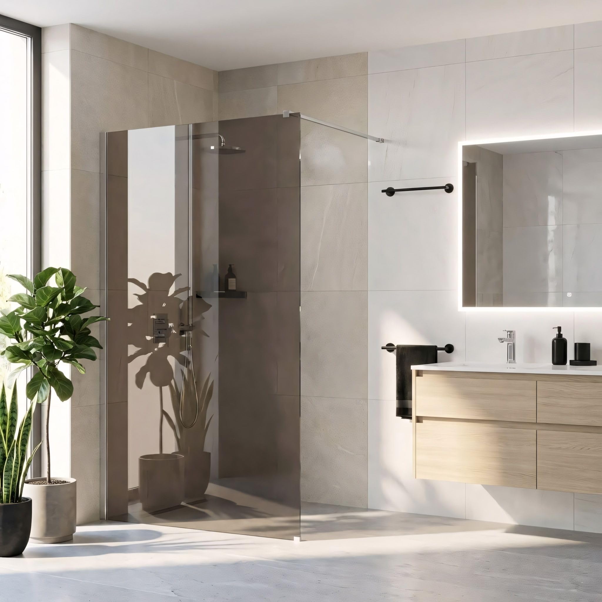 Rea ścianka prysznicowa Flexi brown 140, Chrom