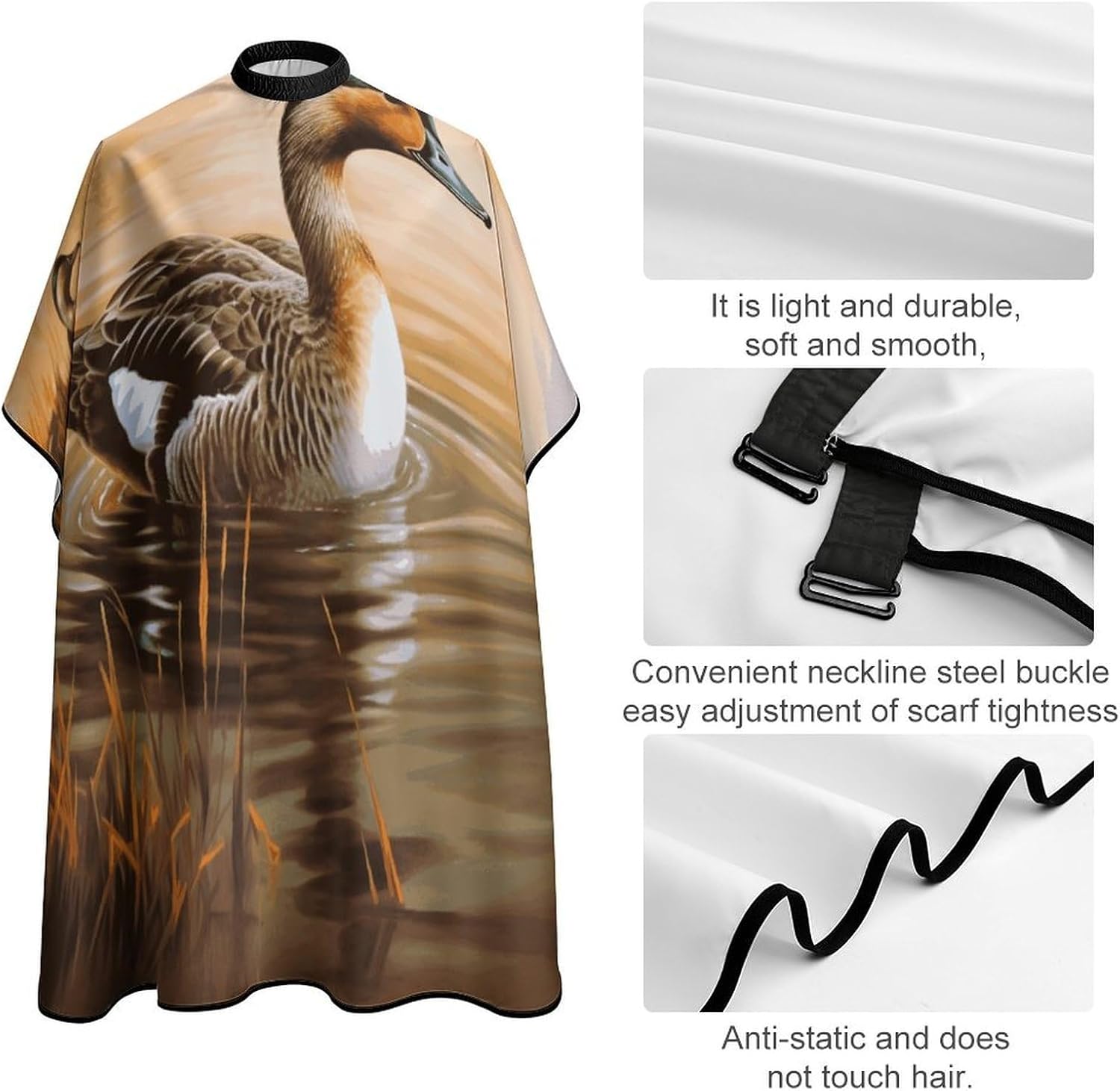 Oil Painting Duck Apron for Women Men,Barber Cape with Adjustable Snap Closure,Hair Cutting Cape,66.9 X 56.7 Inches for Hair Dye, Comb-out, Styling, Shampoo