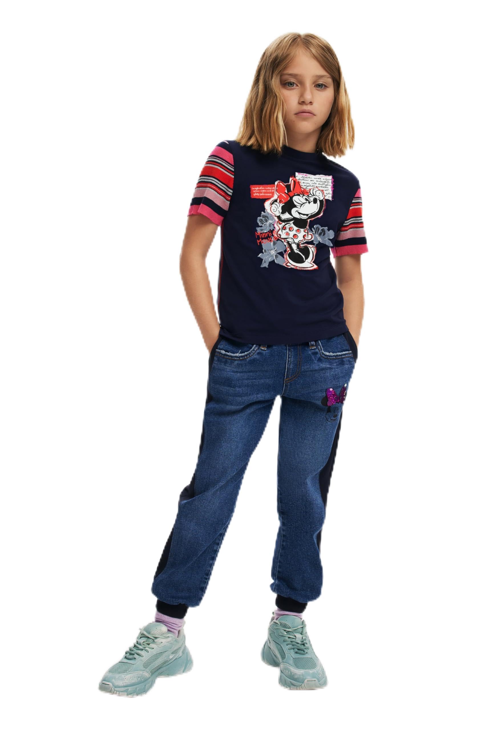 Desigual Mädchen Blau Minnie Mouse™ T-Shirt, Baumwolle, 7/8