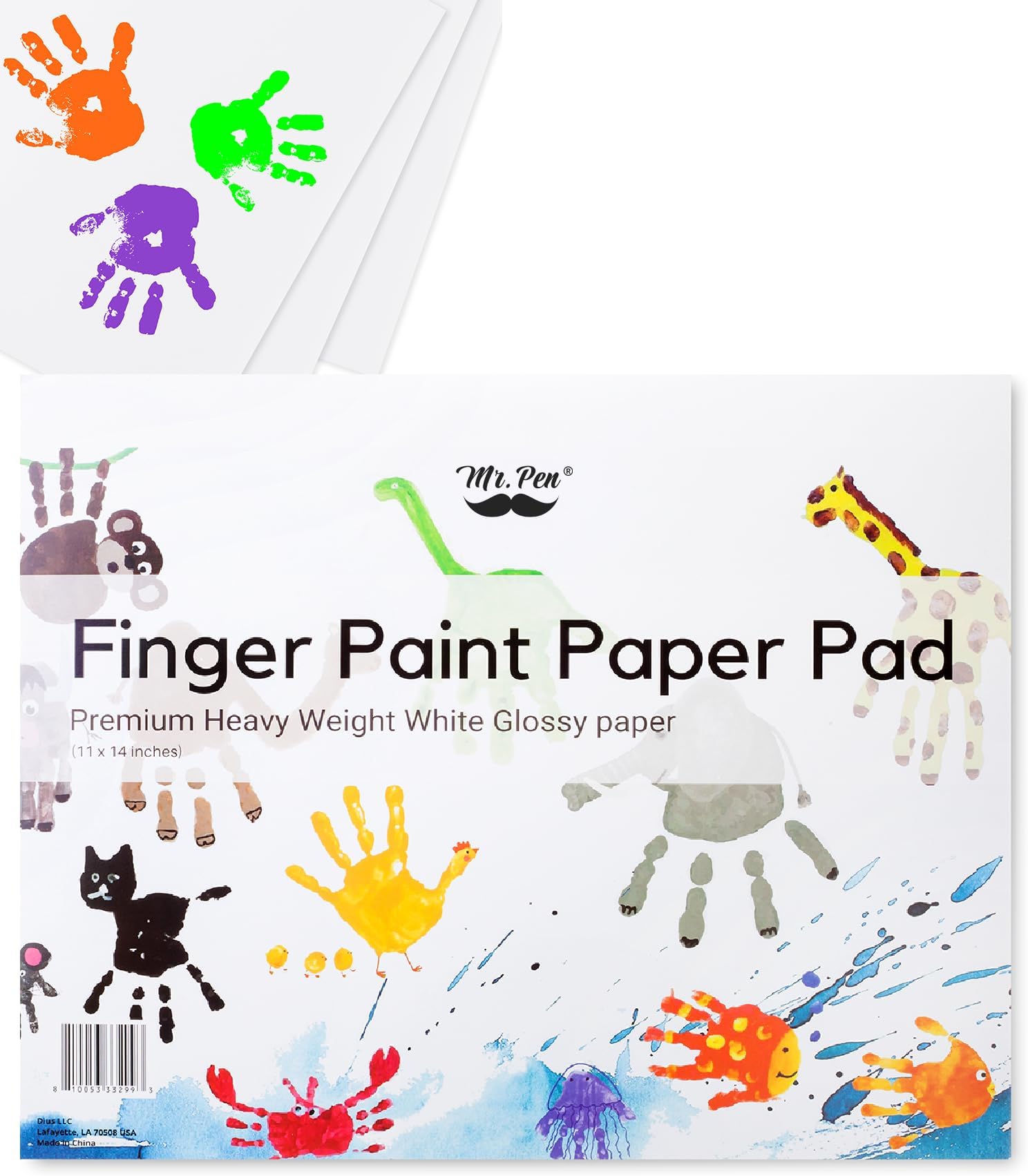 Finger Paint Paper Pad for Kids, 11 x 14 Inches, 22 Sheets, Premium Heavyweight White Glossy Paper, Art Paper for Vibrant Finger Painting and Craft Projects