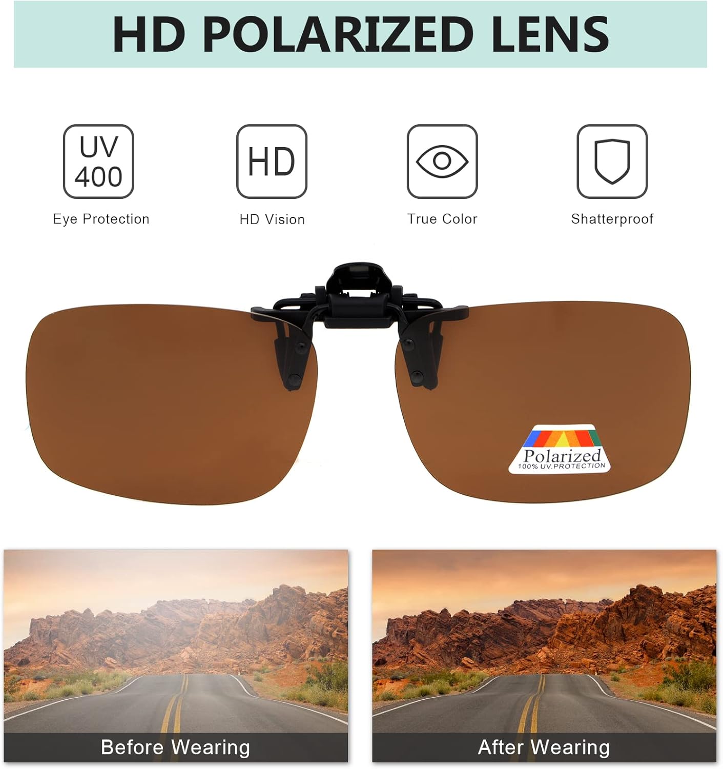 Eyekepper 4 Pack Flip-up Clip-On Sunglasses 59x39 MM Metal Wear Over Glasses - Image 6