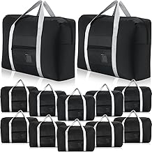 Amylove 12 Pcs Foldable Travel Bags Bulk Foldable Travel Duffel Bags Waterproof Lightweight Carry on for Sports Gym Weekender Outing Overnight(Black)