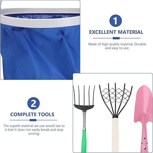 Miniatura 4 de 1 juego de rastrillo de excavación de mariscos de acero de alto carbono con mango de madera, herramienta profesional para la recolección eficiente