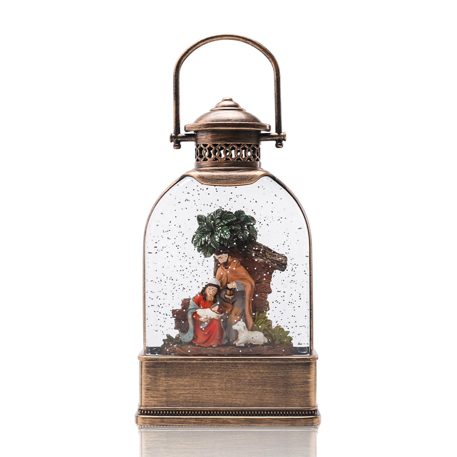 Taman Boule à neige pour crèche de Noël avec lumière musicale et paillettes | Boule à neige éclairée pour crèche de Noël avec lumières changeantes de couleur, musique, paillettes tourbillonnantes et 3