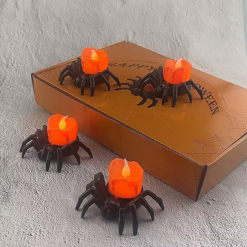Amazon.co.jp: Homilius ハロウィン LEDキャンドル 蜘蛛 クモ 12個