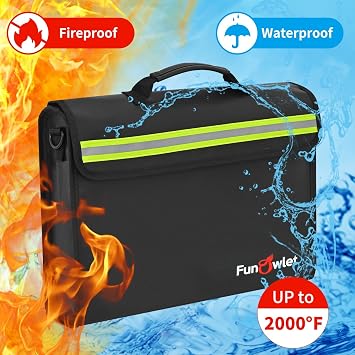 2 Pack Fireproof Waterproof Money Document Bag + Large Fireproof Safe Box with Wallet Protector