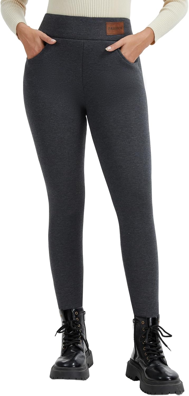 Women's Thermal Fleece Lined Leggings Winter Warm Soft High Waist Stretch Sherpa Tights Pants