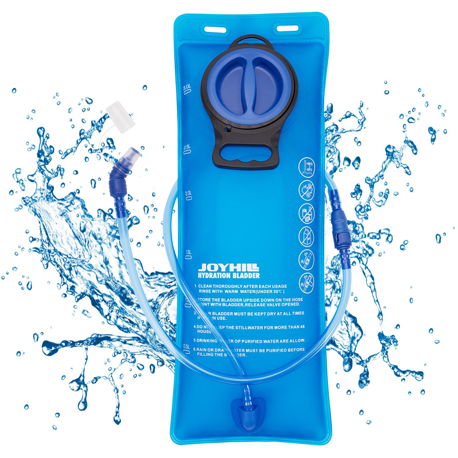 JOYHILL TPU Hydration Bladder,1.5L 2L 3L Water Bladder for Hiking Backpack BPA Free Leak Proof Hydration Pack for Camping Running Biking Hiking