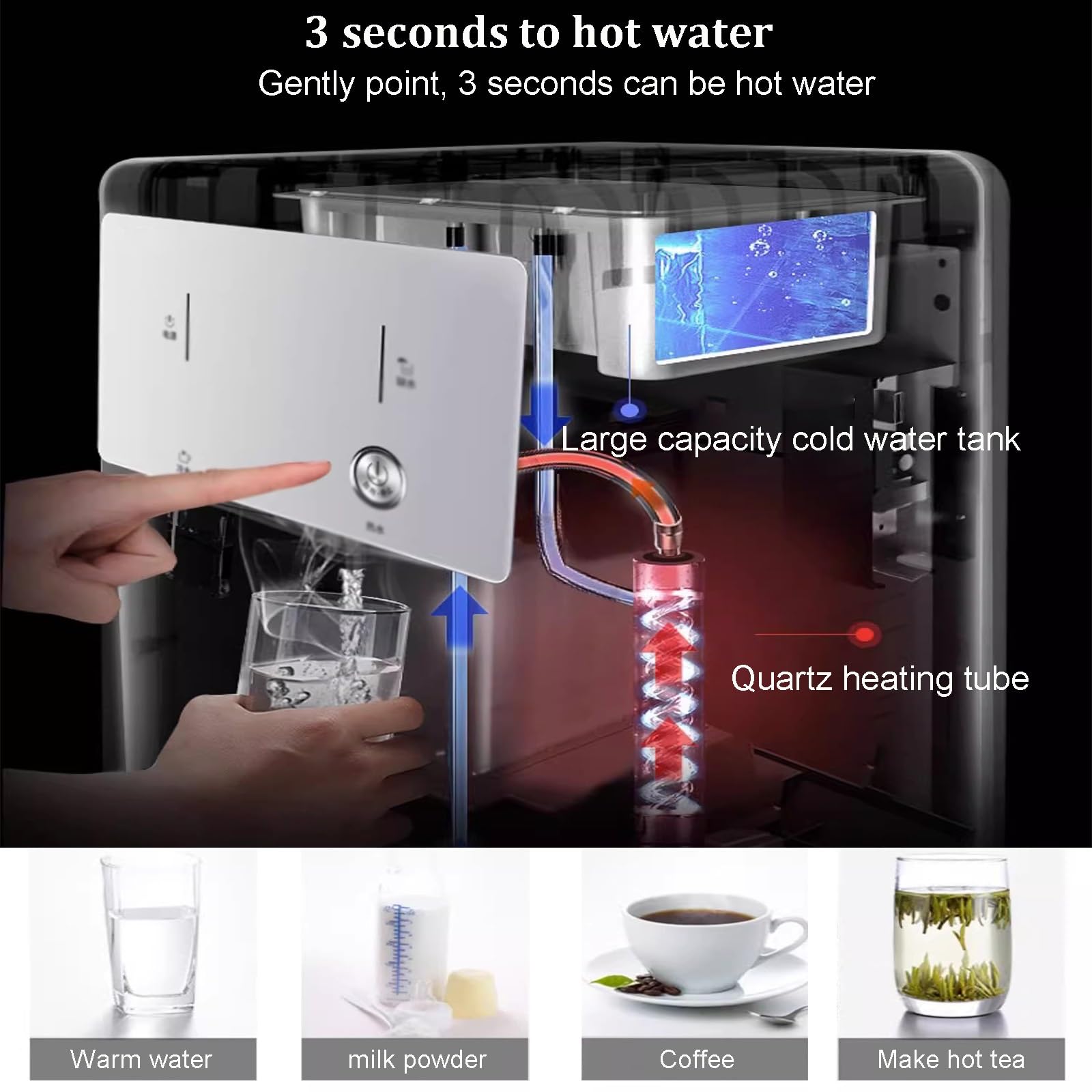 Etage Debout Fontaine À Eau, Distributeur d'eau Réfrigérée Eau Chaude Et Eau Froide À Température Ambiante 3 Fonctions pour La Maison Le Bureau Le Commerce Et L'entreprise