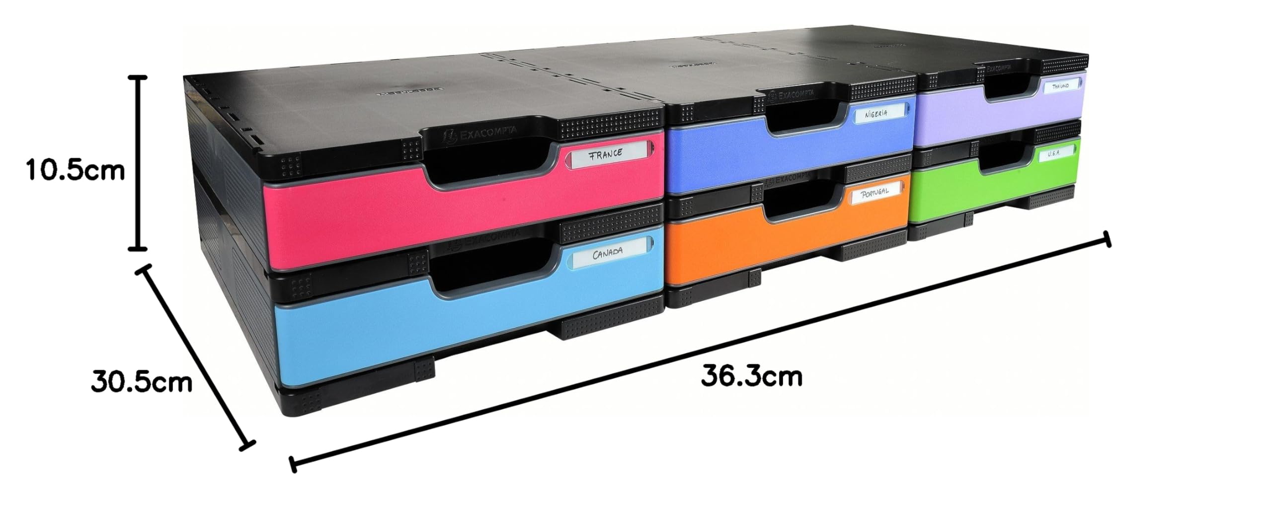 Exacompta - Réf. 340714D - MODULODOC - Système de classement modulaire pour documents A4+, modules à cases de hauteur normale 5,6 cm - Dimensions : 36,3 x 30,5 x 10,5 cm - coloris noir/gris foncé