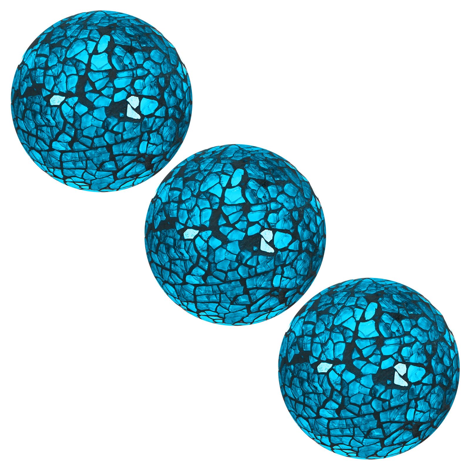 M METERXITY 3-Pack Decorative Ball for Bowls, 2.4 Inch Mosaic Glass Balls Decorative Glass Orbs for Home Decor/Dining Tables/Wedding Party/Coffee Table/Centerpiece Decor [Turquoise]
