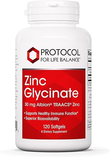 Protocol Glicinato de zinc de 30 mg - con Albion Traacs Zinc - Suplemento de glicinato de zinc - Apoyo al sistema inmunológico* - Apto para Keto y