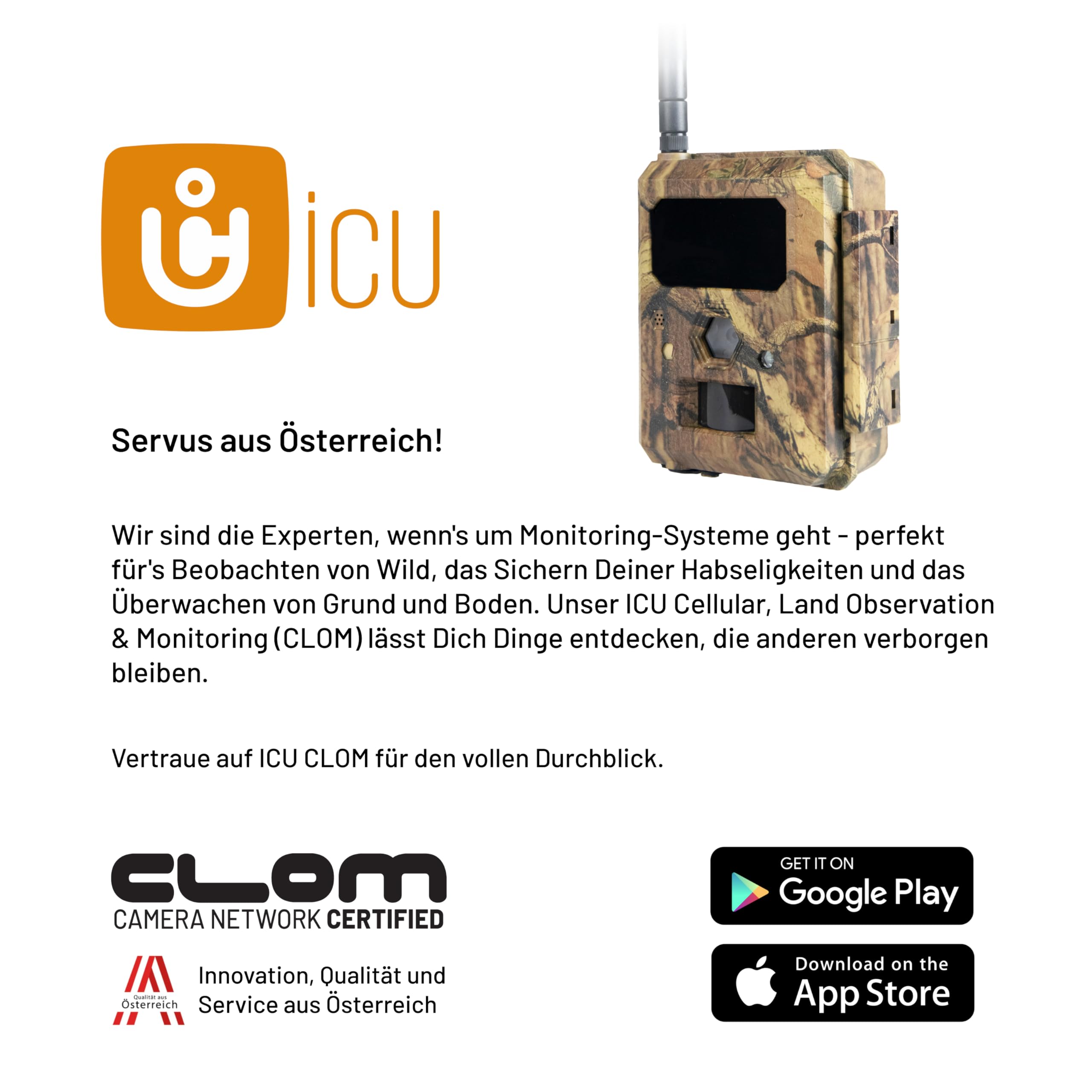 ICU CLOM EasyCam Outdoor Wildkamera – 50° Erfassungswinkel, 16GB SD-Karte, 4G/LTE Verbindung, Bewegungsmelder & App-Steuerung für Jagd & Überwachung