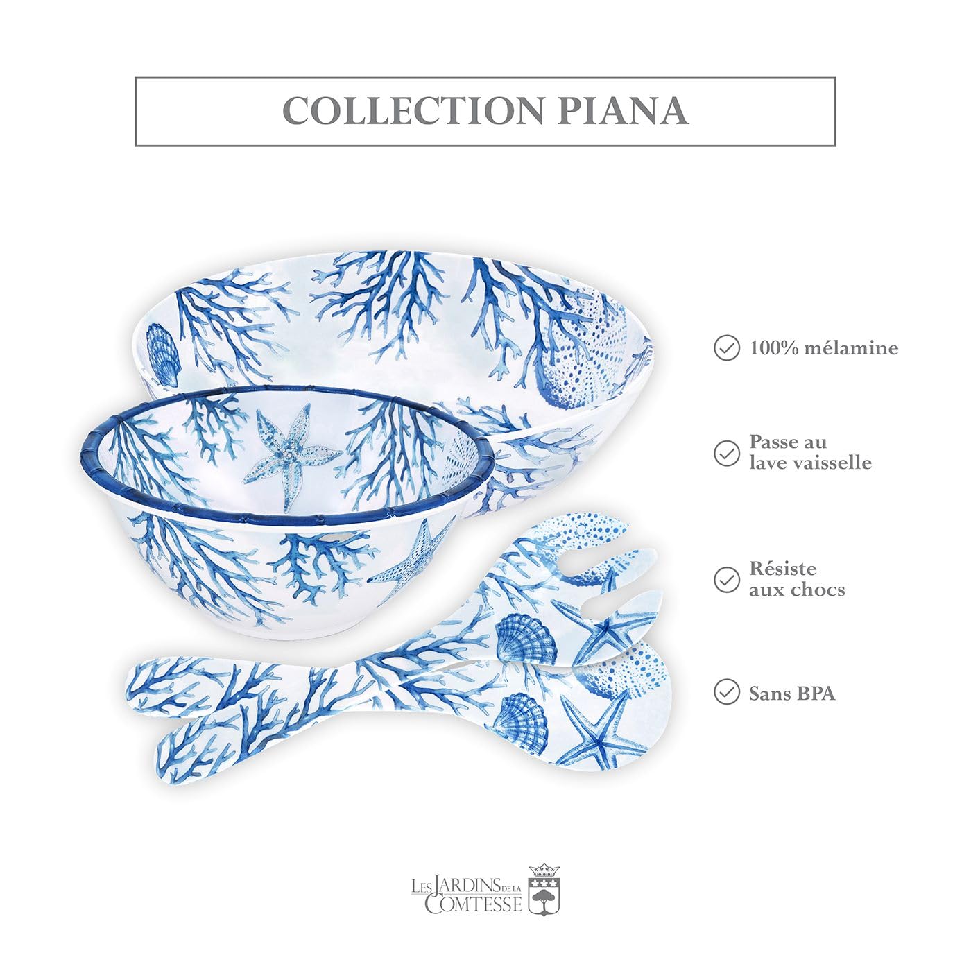 Les Jardins de la Comtesse - Saladier en mélamine Corail Ø 31 cm - Collection Piana