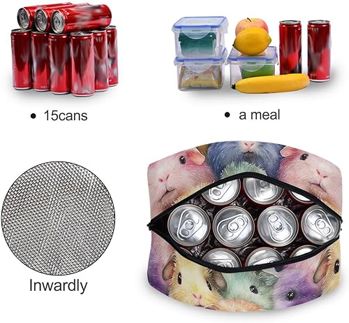 Miniatura 5 de Guinea Pig Watercolor Adjustable Lunch Bags for Girls Big Lunch Bags for Women Camping bolso para comida de mujer