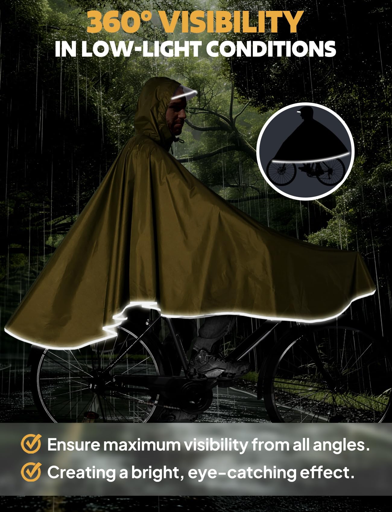 ANYOO Mantella da Bicicletta Impermeabile Portatile Leggera Poncho da Pioggia Bici Bicicletta Compatta Riutilizzabile Unisex per Backpacking Campeggio Aria Aperta