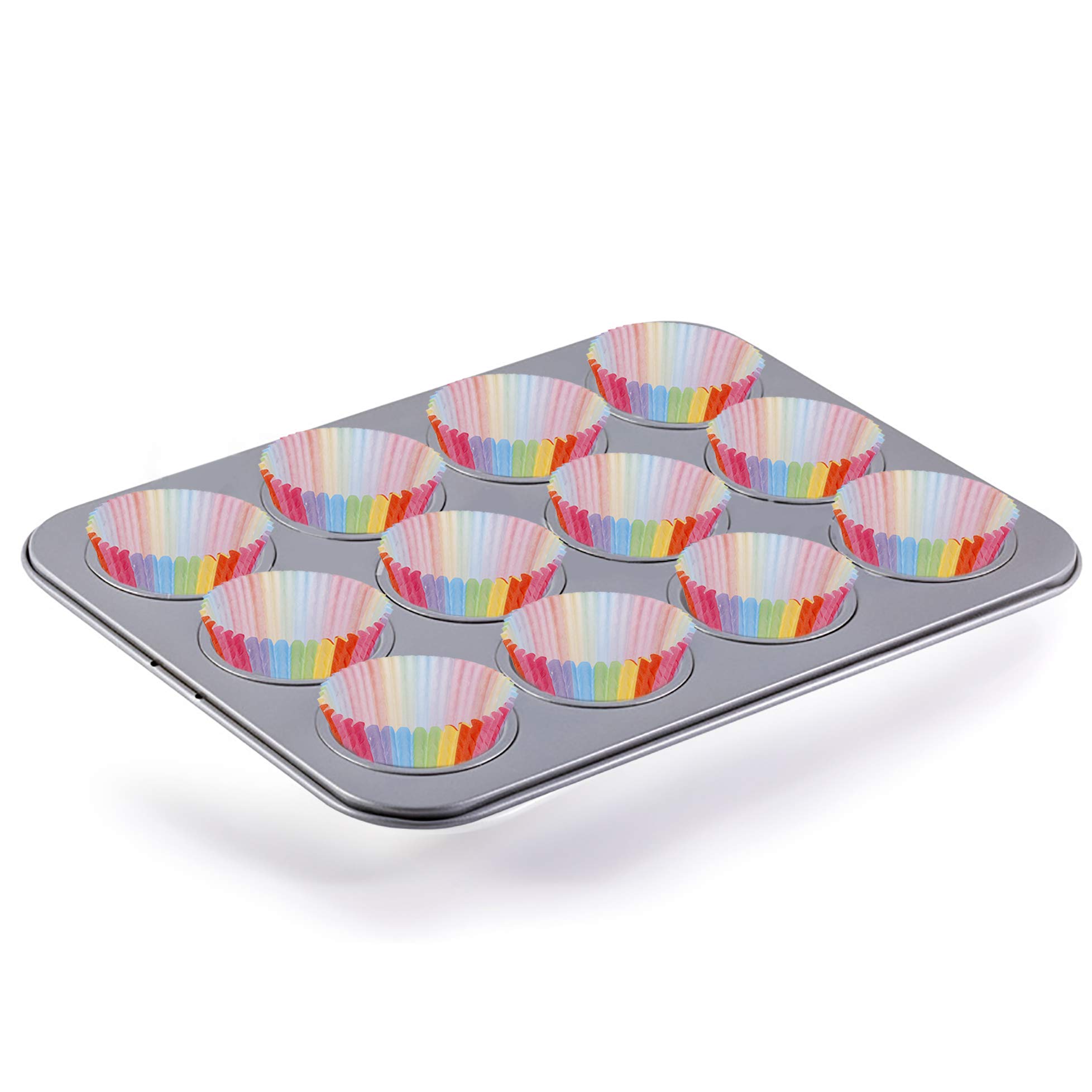 50 Pcs Caissettes à Cupcakes En Aluminium Résistantes à La Chaleur 5.5oz Porte-Muffins Faciles à Utiliser Pour Maison Cuisine Mariage Fête (Double Rose