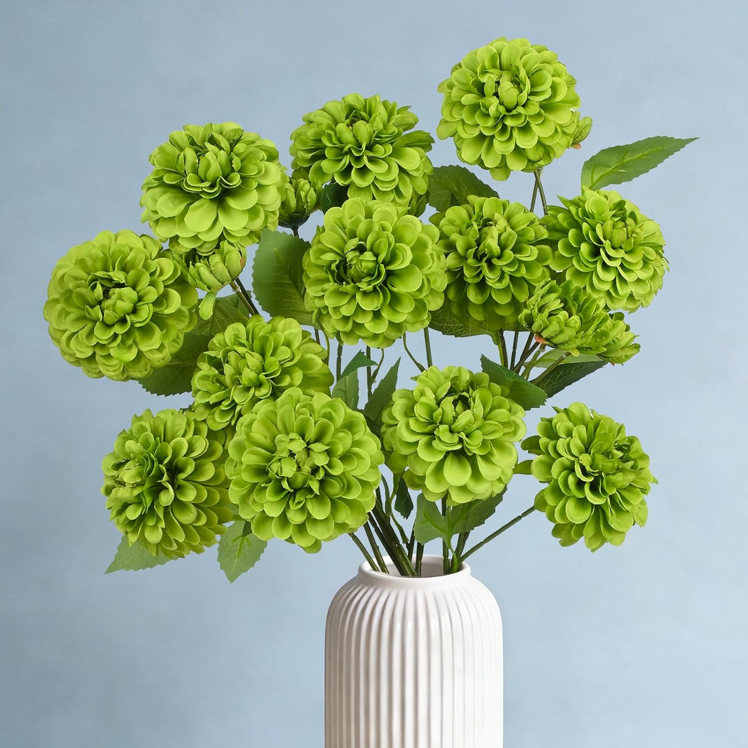 Fake Artificial Pompon Mums Flowers Indoor with Long Stems Ball Chrysanthemum Faux Silk Flowers for Vase Floral Arrangement for Spring Home Decor Centerpieces for Table Kitchen Decoration - Image 5