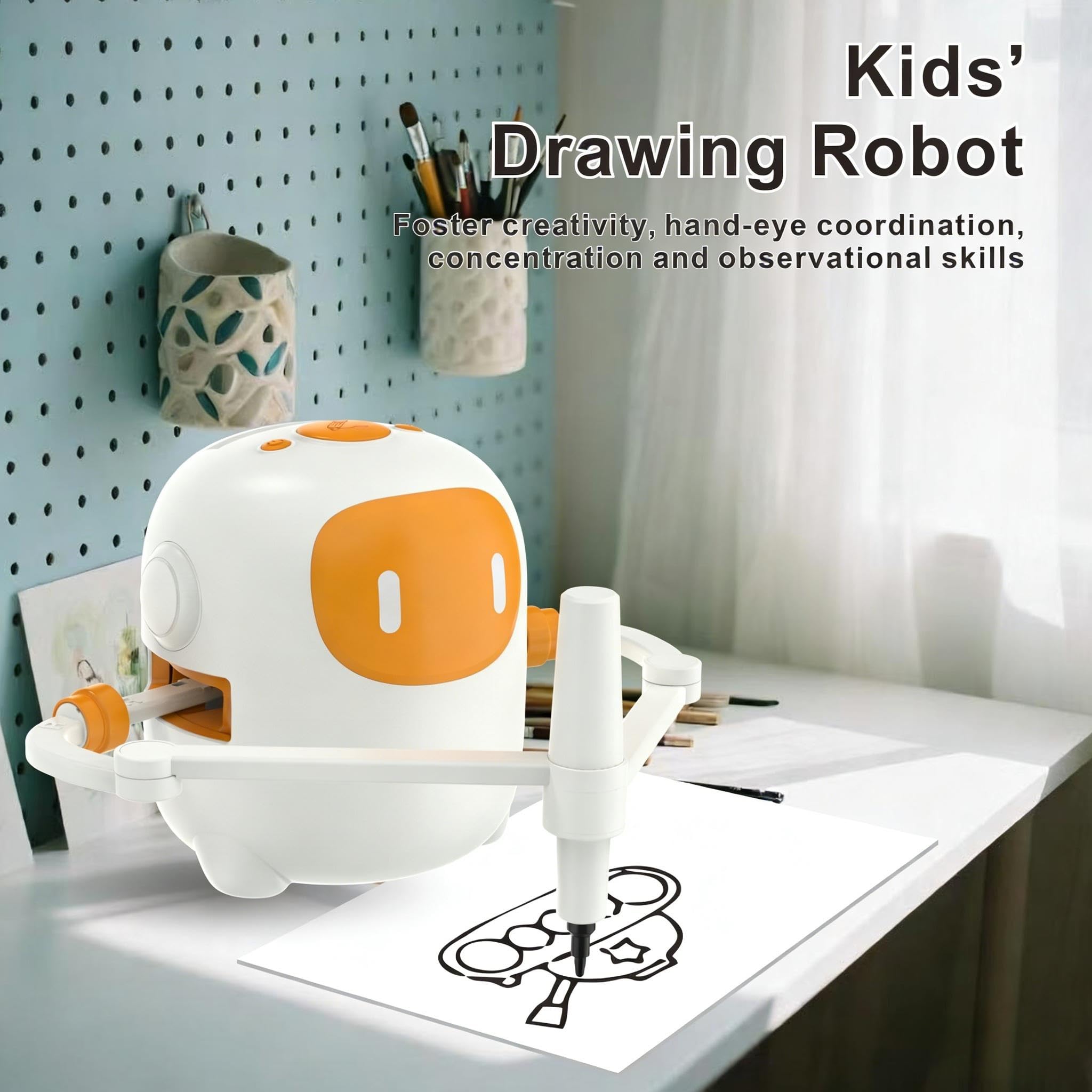 Robot da disegno per bambini con 150 carte, macchina da disegno educativa interattiva vocale, giocattoli didattici Montessori per 5+ anni festa di compleanno per ragazzi e ragazze (Blu)